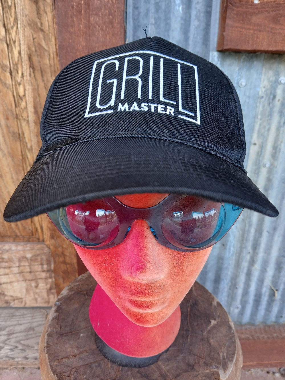GRILL MASTER Black Hat Cap with White Logo Adjustable Snap Back